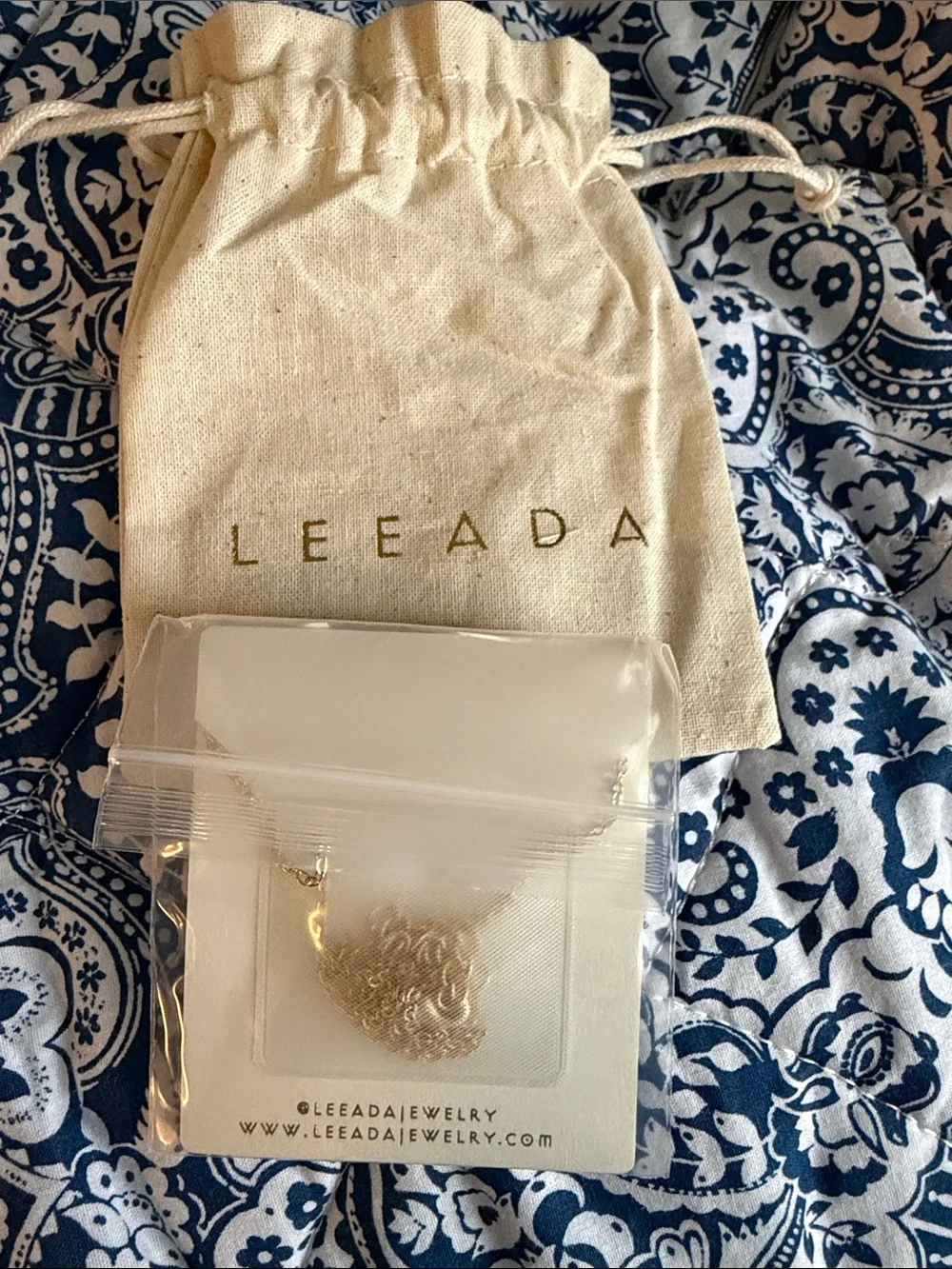 Leeada Millie Gold Necklace with Deep Red Stone Pendant 18-20” NEW in package
